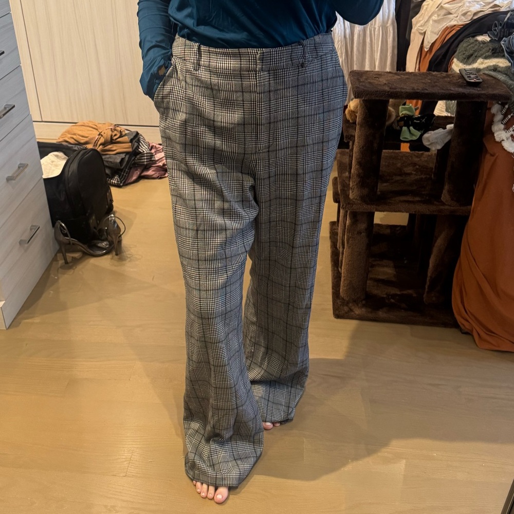Women’s Gray Plaid Business Pants